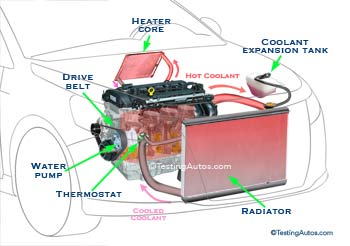 Water pump in a car engine cooling system